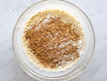 Step 2 Oat with cinnamon and baking powder in batter before stirring in.