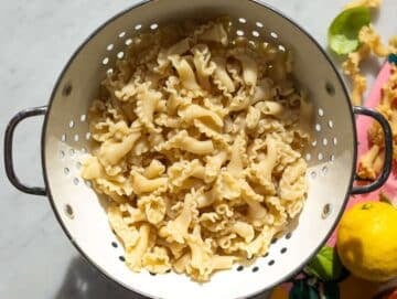Step 3 Draining cooked pasta in colander.