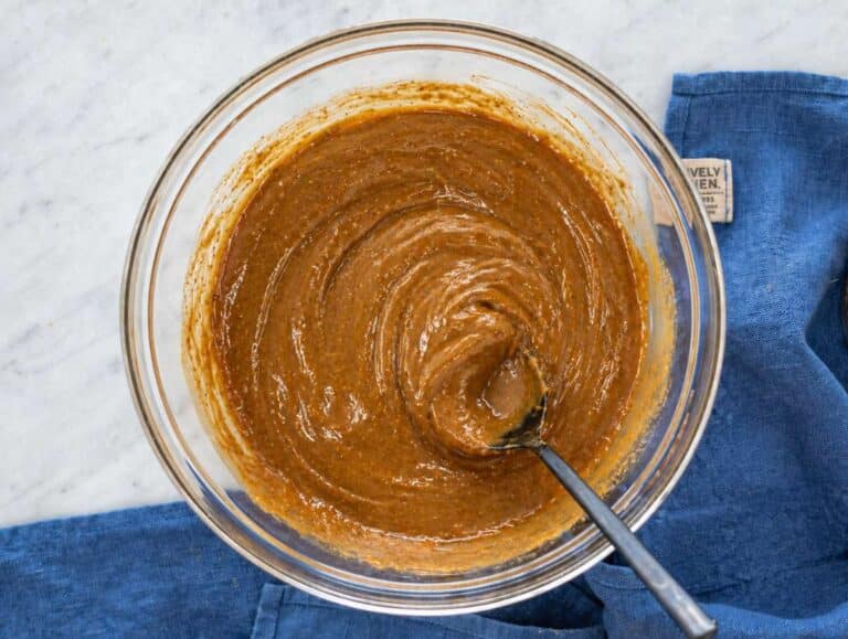 Step 2 Smooth nut butter and honey mixture stirred in a glass bowl.