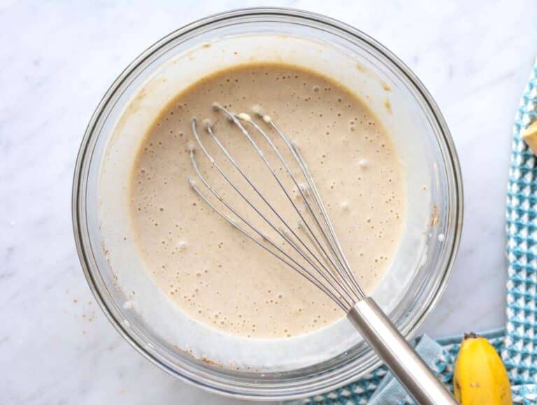 Step 2 Yogurt milk and cinnamon mixed into banana peanut butter creating creamy mixture.