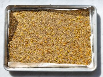 Step 3 Fully baked seed cracker sheet, golden and dry, ready to cool and break.