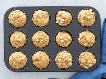 Step 4 Muffins baked in pan cooling on table.