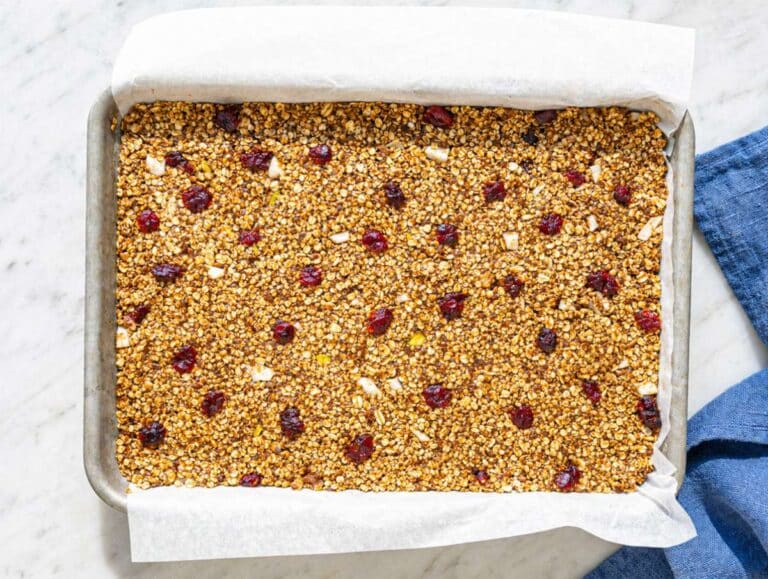 Step 4 Pressed oat bar mixture in a lined baking pan after chilling.