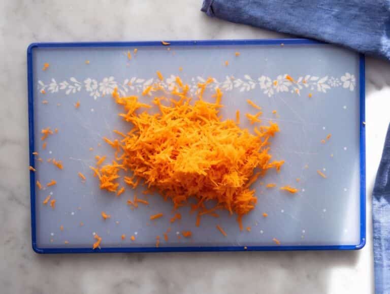 Step 1 Finely grated carrots ready to be microwaved.