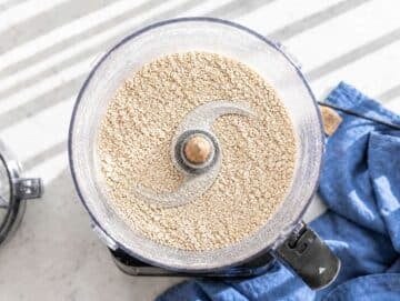 Step 1 Rolled oats blending in food processor into coarse flour texture.