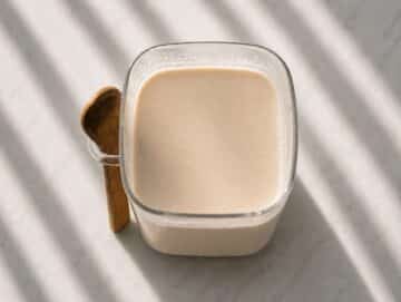 Step 1 Smooth banana yogurt base blended in a wide-mouth jar.