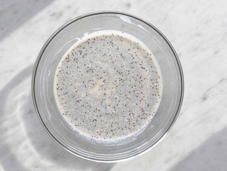 Step 2 Chia seeds added to the bowl with the wet ingredients.