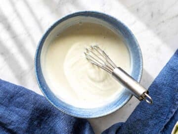 Step 2 Greek yogurt dressing whisked with mustard, vinegar, honey, salt, and black pepper