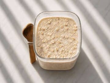 Step 2 Rolled oats stirred into the creamy banana protein base.