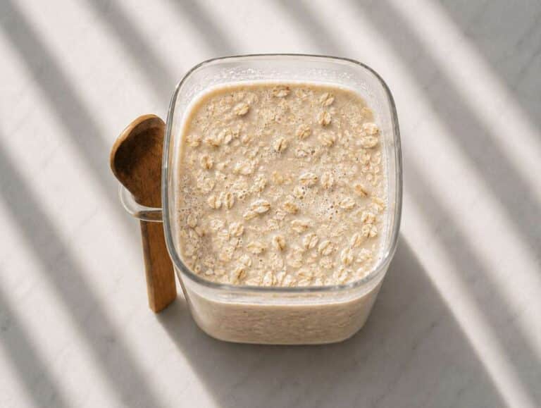 Step 2 Rolled oats stirred into the creamy banana protein base.
