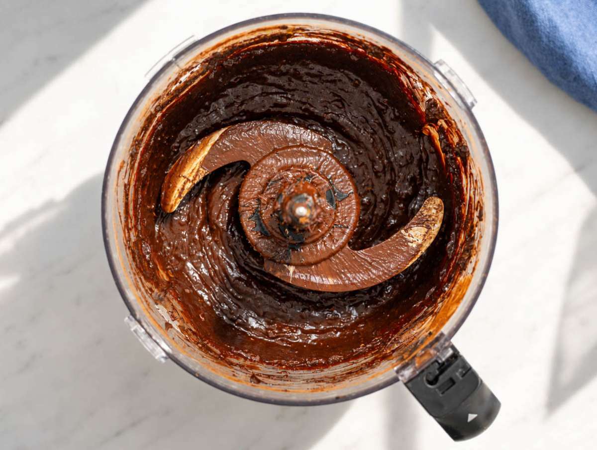 Step 3 Smooth chocolate brownie batter in a food processor.
