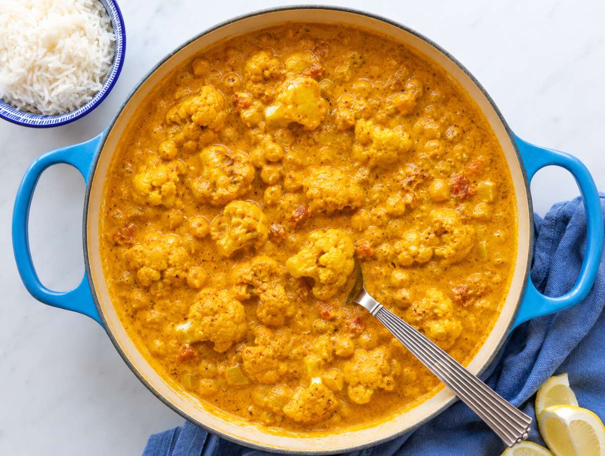 Step 4 Greek yogurt stirred into warm cauliflower curry until smooth and creamy.