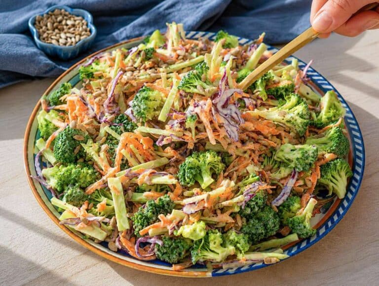 Step 4 Serving the slaw on a platter with a spoon.