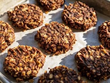 Step 5 Set chocolate oatmeal no bake cookies cooling on parchment until firm.