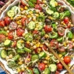Chimichurri chickpea salad with cucumber and crumbled feta.