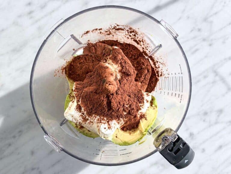 Step 1 Avocado chocolate mousse ingredients before blending.