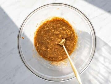 Step 1 Mashed banana mixed with almond butter, honey, and vanilla.