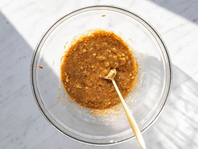 Step 1 Mashed banana mixed with almond butter, honey, and vanilla.