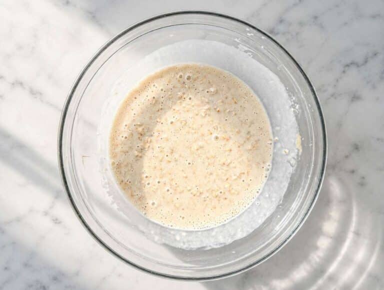 Step 1 Rolled oats mixed into banana yogurt mixture.