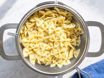 Step 1 Rotini pasta cooked in a large pot.