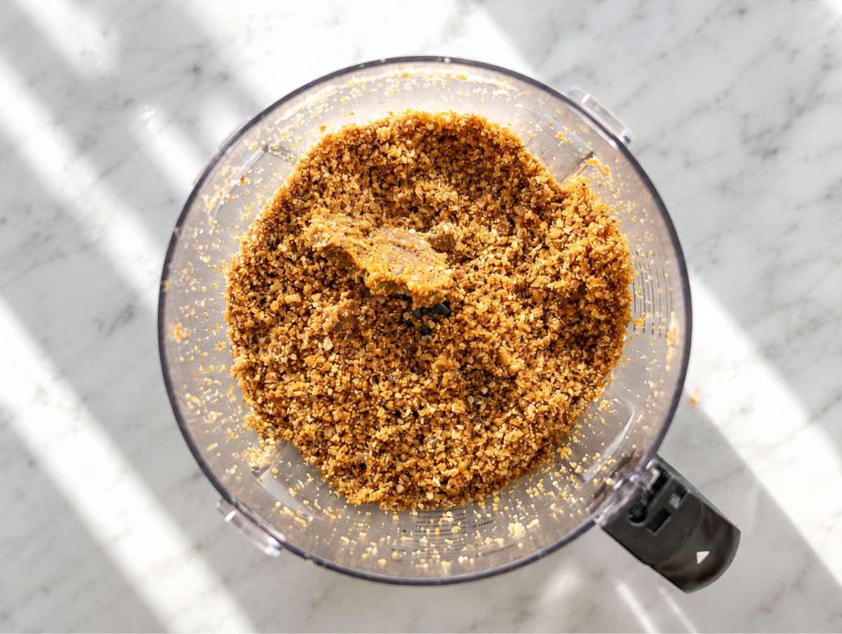 Step 1 Sticky peanut date mixture in food processor