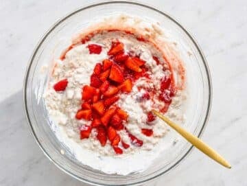 Step 2 Greek yogurt, milk, honey, and vanilla with marinated strawberries.