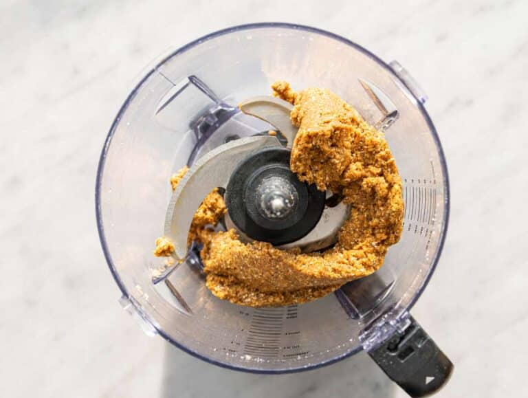 Step 2 Mixing ingredients into soft cookie dough energy balls mixture.