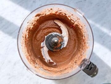 Step 3 Avocado chocolate mousse ingredients after blending with melted chocolate.