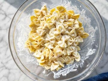 Step 3 Cooked pasta tossed evenly with the creamy lime dressing.