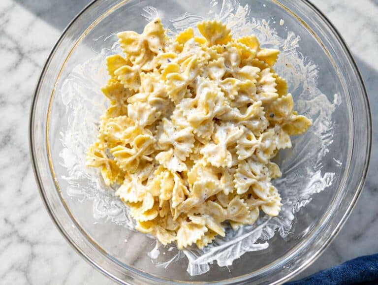 Step 3 Cooked pasta tossed evenly with the creamy lime dressing.