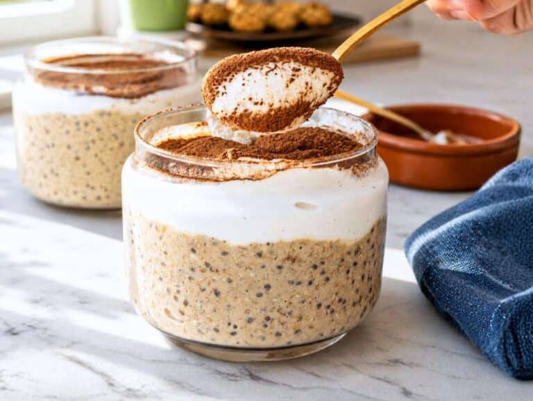 Step 3 Finished tiramisu overnight oats ready to serve.