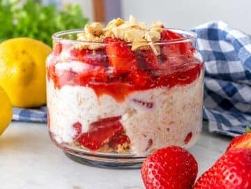 Step 3 Juicy strawberries layered over creamy overnight oats.