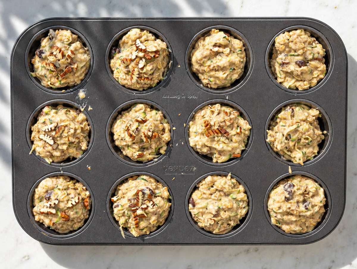 Step 3 Muffin batter mixed and portioned into pan.