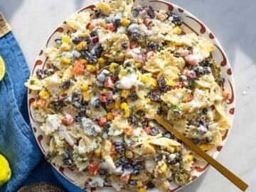 Step 4 Mexican pasta salad gently tossed until creamy and evenly combined.