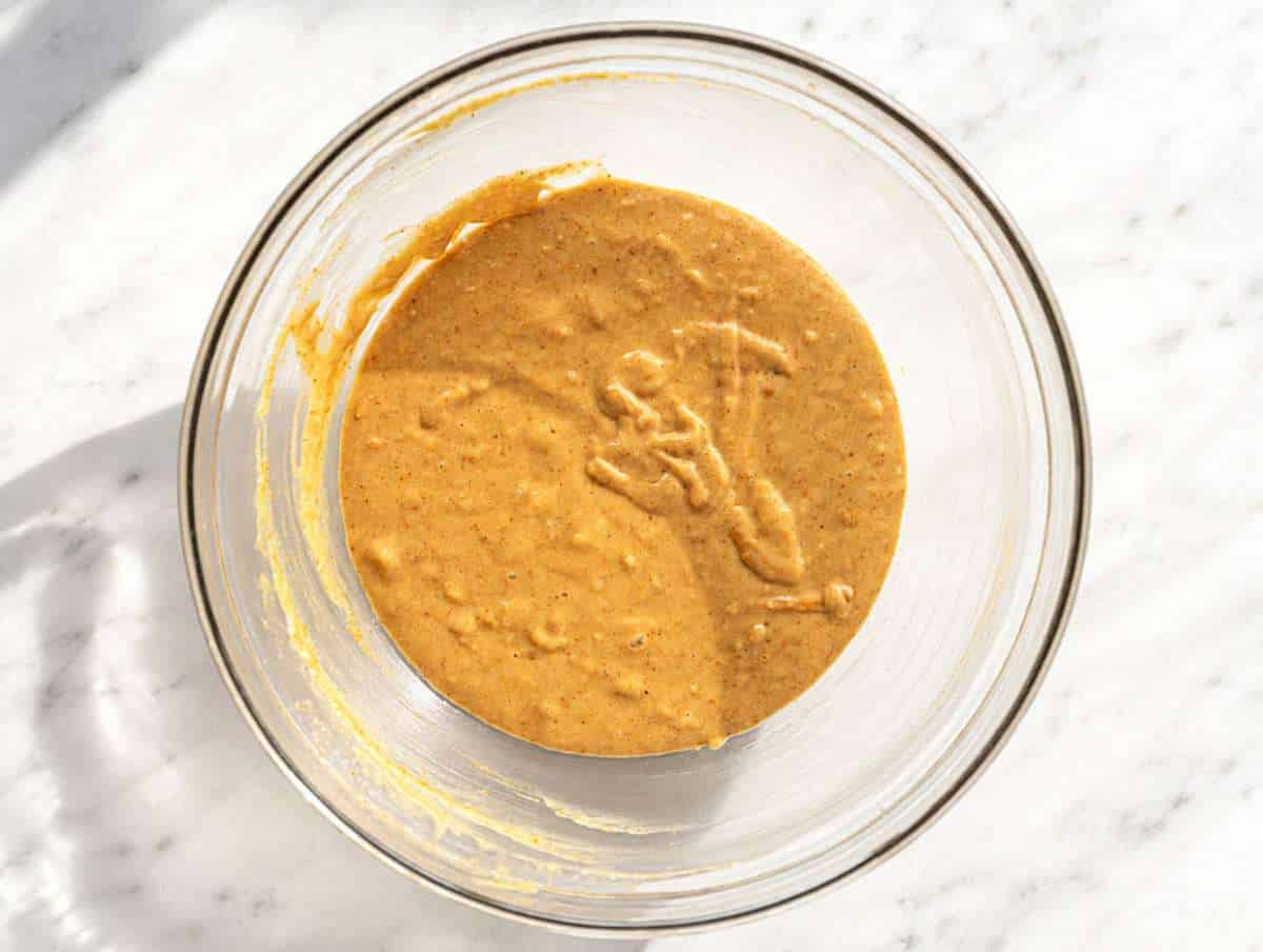 Step 1 Mashed bananas mixed with peanut butter, egg, honey, and vanilla until smooth.