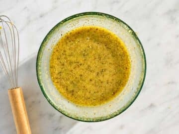 Step 2 Lemon mustard dressing whisked with olive oil, garlic, oregano, and honey.