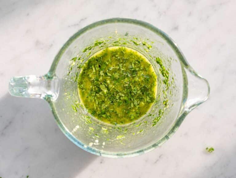 Step 2 Lime dressing whisked with herbs, garlic, olive oil, and fresh lime juice.