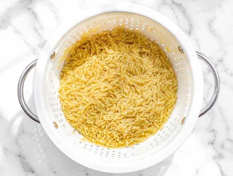 Step 2 Orzo boiled until tender and perfectly al dente.