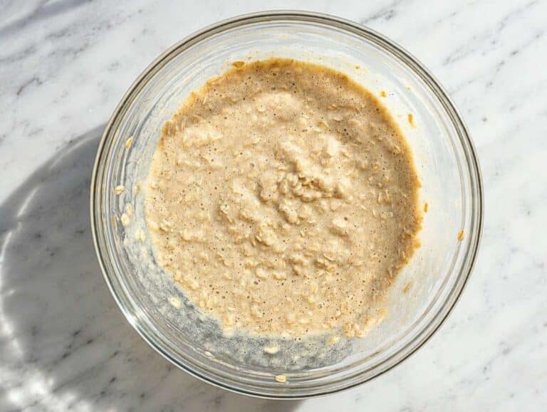 Step 2 Rolled oats, cinnamon, and baking powder stirred into the wet mixture.
