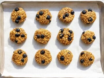 Step 3 Thick cookie dough shaped into rounds on parchment-lined baking sheet.