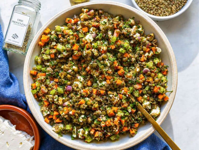 Step 4 French lentil salad gently tossed until evenly coated and ready to serve.