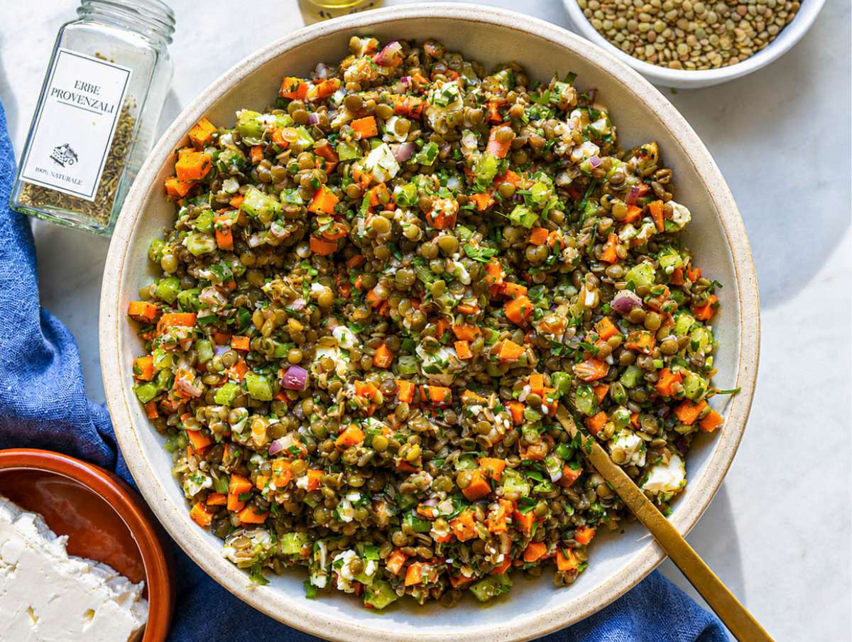 Step 4 French lentil salad gently tossed until evenly coated and ready to serve.