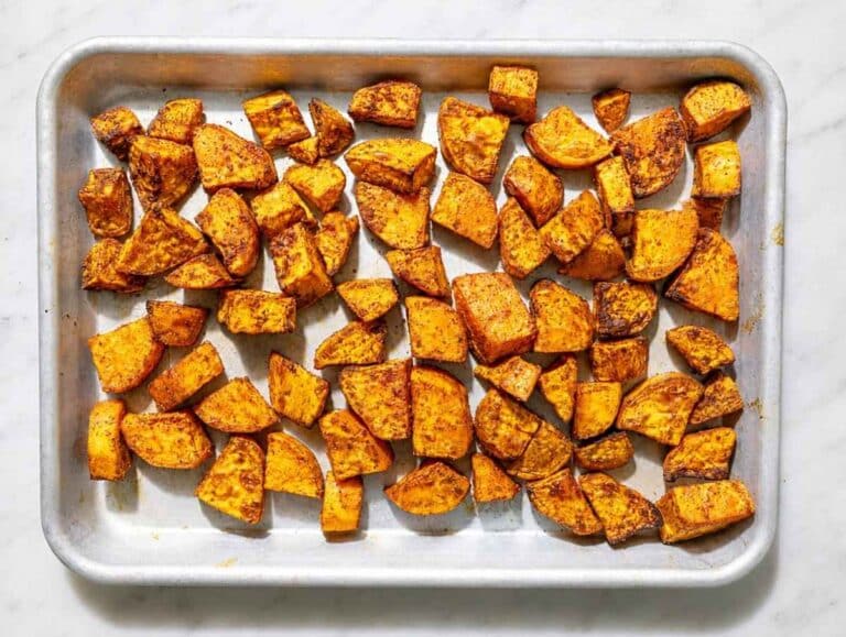 Step 1 Seasoned sweet potato cubes roasted until tender and lightly caramelized