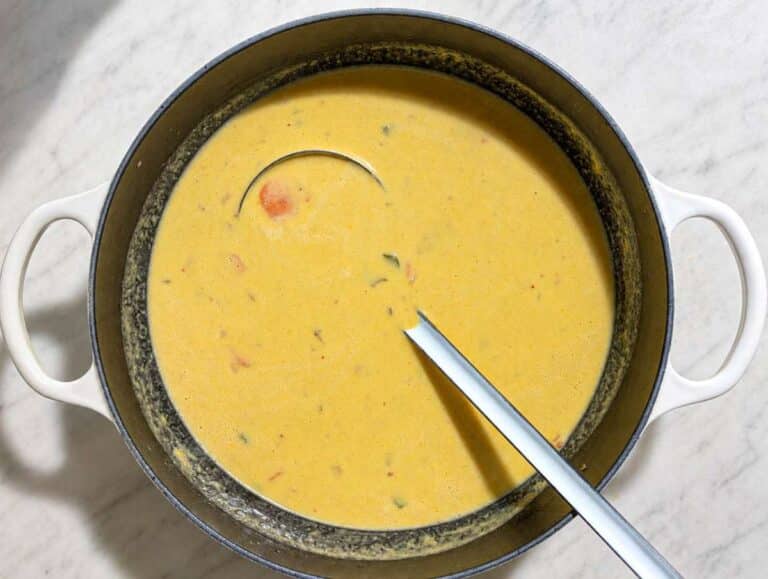 Step 3 Soup blended with tahini, lemon juice, and lemon zest until silky.