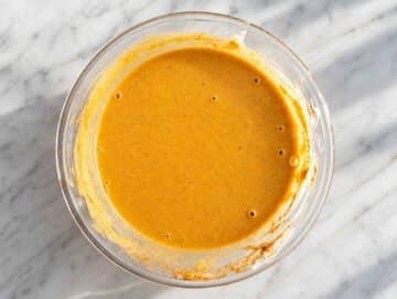 Step 1 Pumpkin puree, Greek yogurt, milk, maple syrup, and spices whisked smooth.