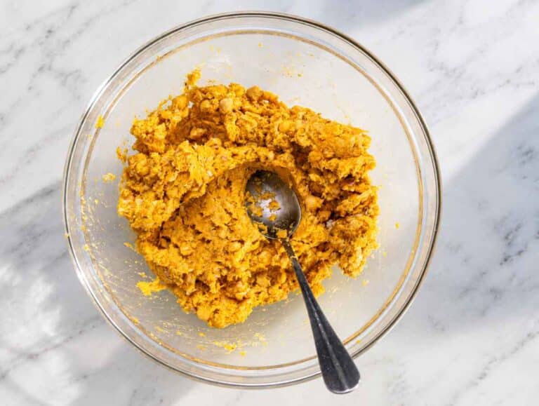 Step 3 Chickpea squash mixture combined with Parmesan, egg, flour, onion, and seasonings.