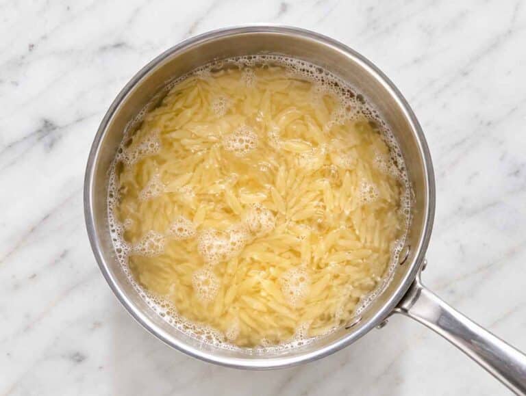 Step 3 Orzo cooking in salted water until tender and al dente.