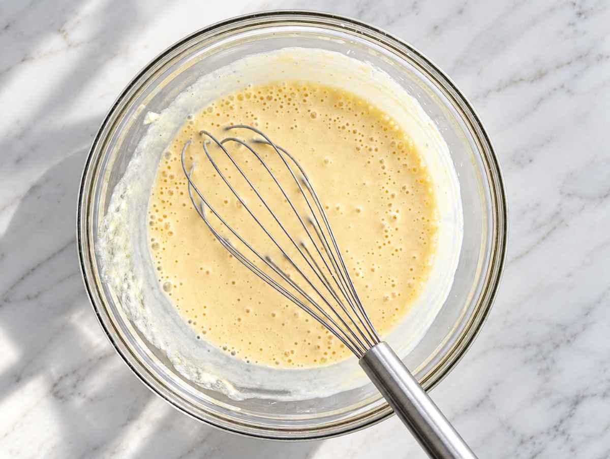 Step 1 Greek yogurt, applesauce, honey, egg, and vanilla whisked until creamy.