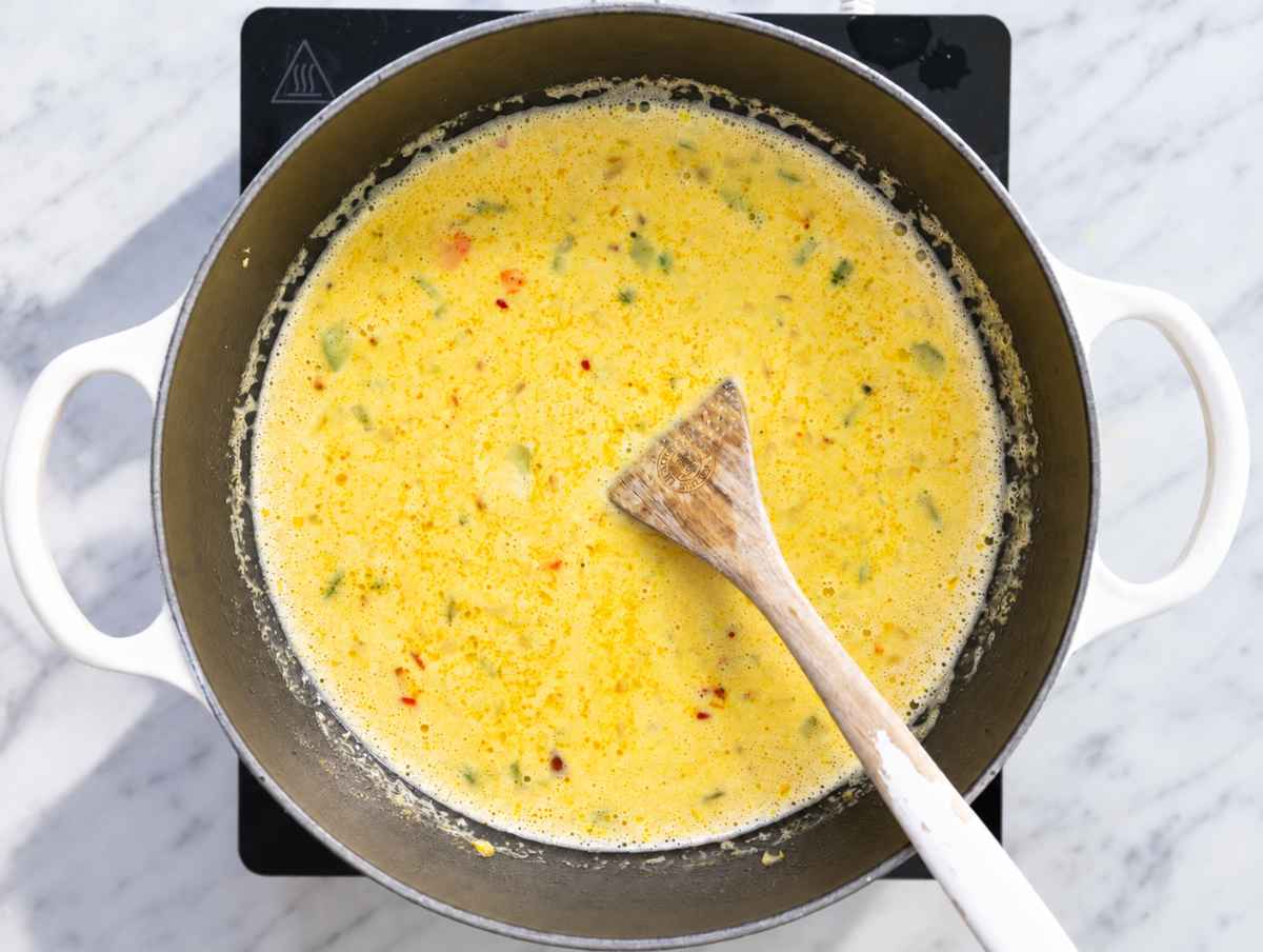 Step 3 White bean soup blended with tahini, lemon juice, and zest.