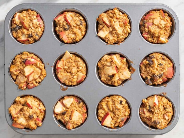 Step 4 Golden apple oatmeal cups cooling after baking until lightly browned.